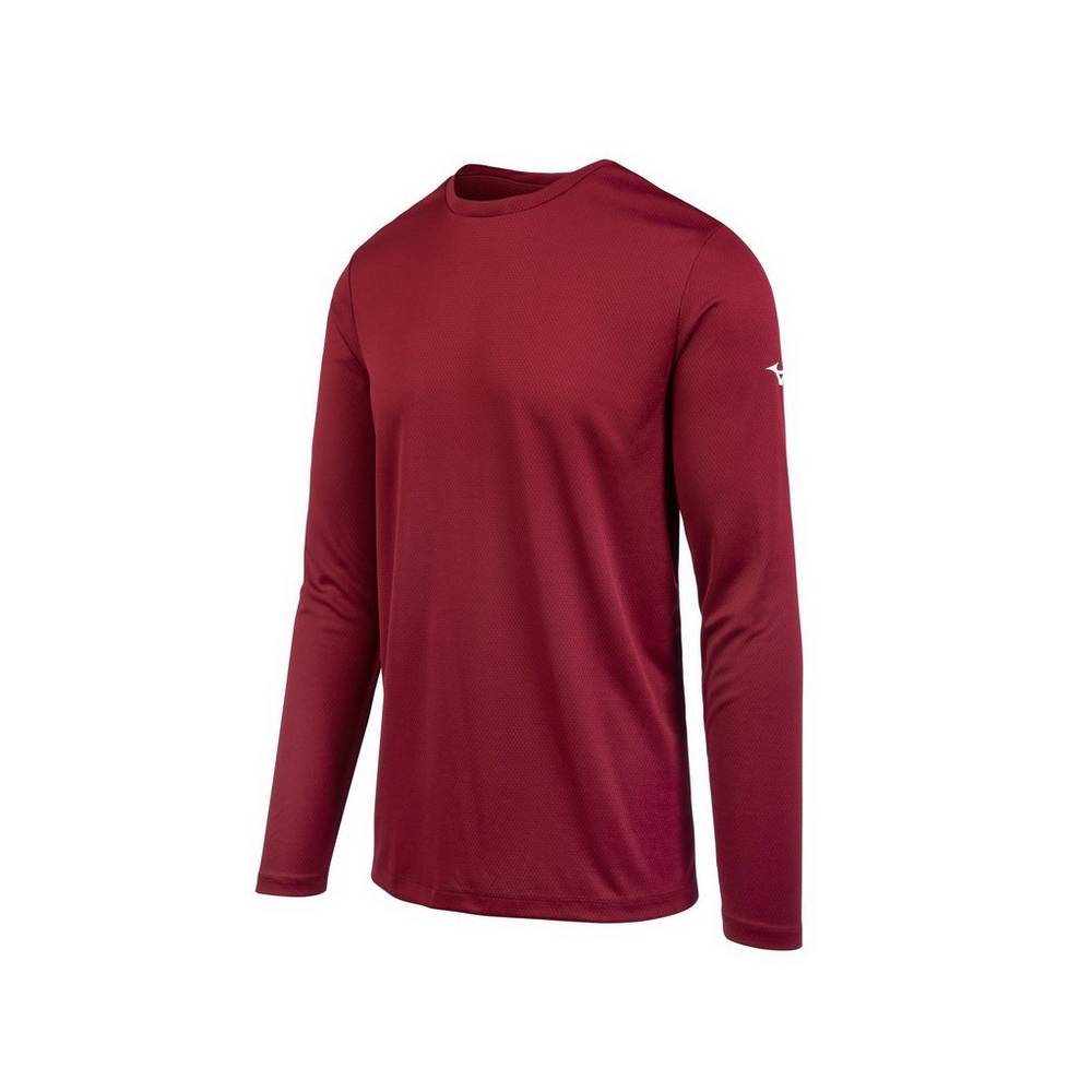 Maglietta Mizuno Long Sleeve Uomo - Rosse - 52790-KDGO